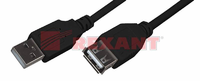 Шнур USB A(штекер) - USB A(гнездо) GOLD Rexant, с ферритами, черный, 1.8 м